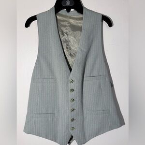 Men's Pinstripe Vintage Vest - Sage With Pink Pinstripes | 70s Vibe